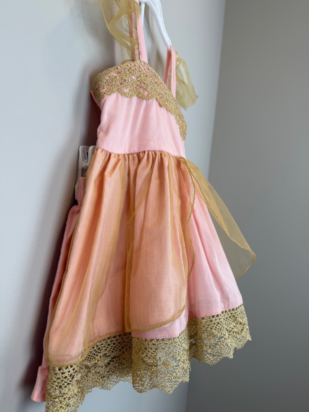 Wildling by Well Dressed Wolf Pink Gold Lace Dress 4T Flower Girl - Picture 10 of 13